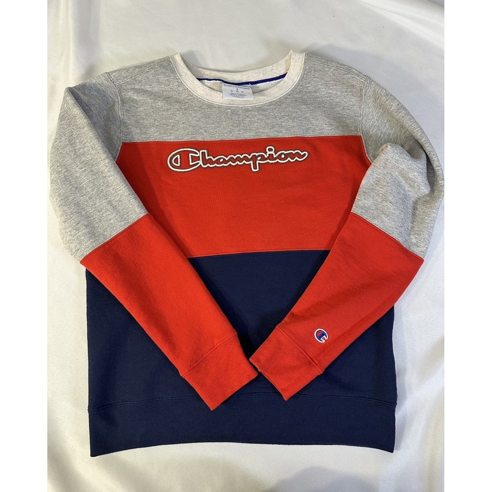 Champion Authentic Athleticwear Colorblock Crewneck Logo Sweatshirt Mens S